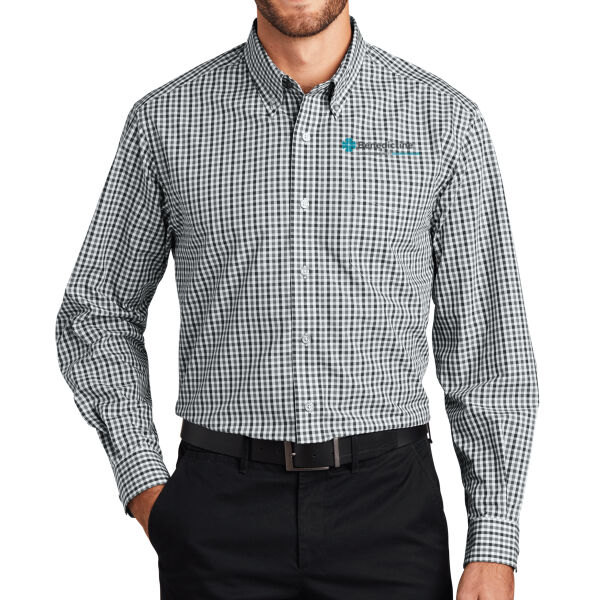 Port Authority Long Sleeve Gingham Easy Care Shirt - Printed Logo Thumbnail
