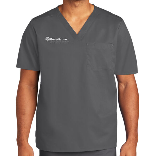 Wink Unisex WorkFlex Chest Pocket V Neck Top - Printed Logo Thumbnail